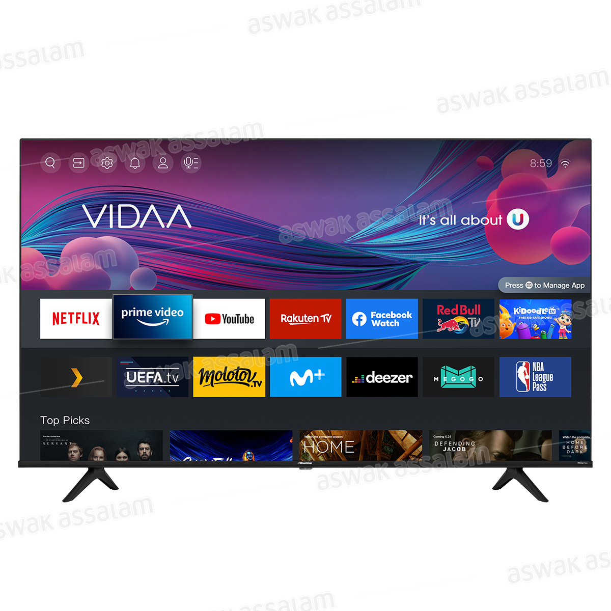 Iptv 55 Inch SMART TV 55 POUCES UHD A6G HISENSE (RECEPTEUR + 12 MOIS IPTV GRATUIT ...