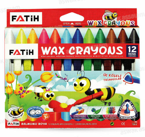12 CRAYONS DE CIRE TRIANGULAIRES FATIH
