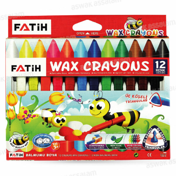 12 CRAYONS DE CIRE TRIANGULAIRES FATIH