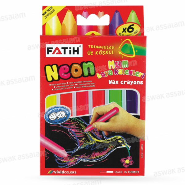6 CRAYONS DE CIRE COULEURS NEON FATIH