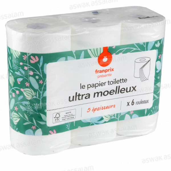PAPIER HYGIENIQUE 5 PLIS 6 ROULEAUX FRANPRIX