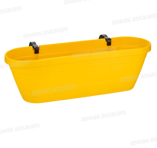 JARDINIERE JAUNE AVEC CROCHET 50*16CM