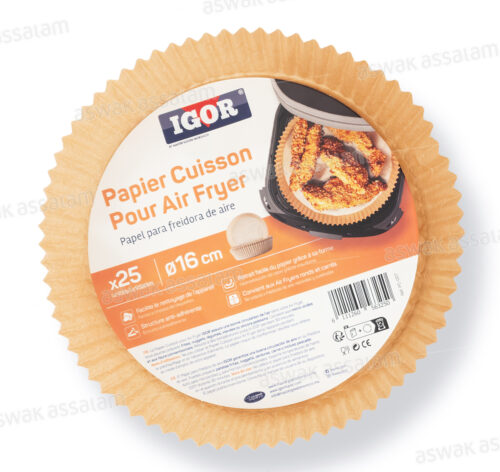 PAPIER CUISSON POUR AIR FRYER ROND 16CM 25 UNITES IGOR