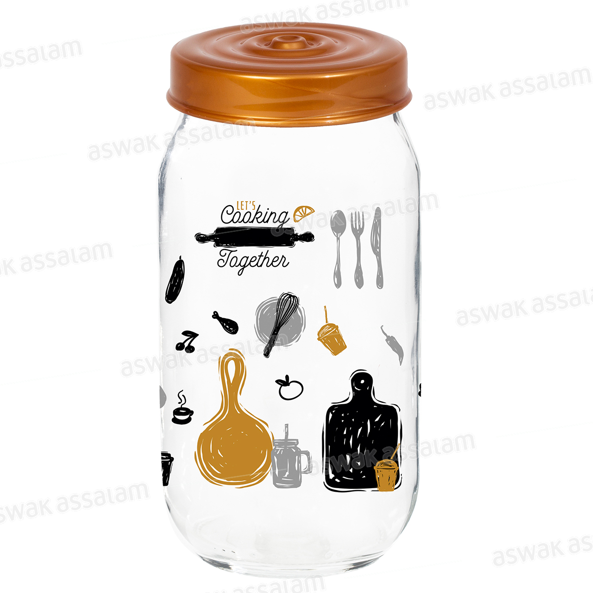 BOCAL DE CONSERVATION EN VERRE DECORE 1L LETS COOKING TOGETHER