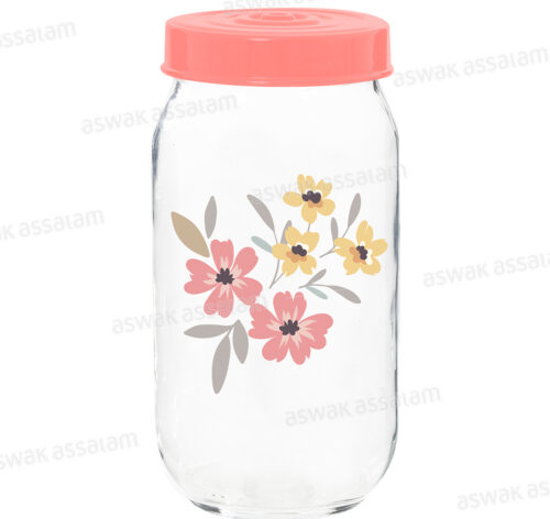 BOCAL DE CONSERVATION EN VERRE DECORE 1L SPRING FLOWER