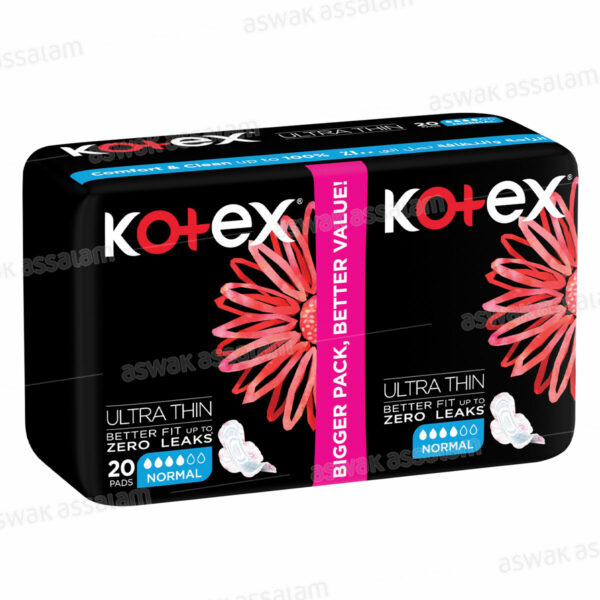 SERVIETTES HYGIENIQUES NORMAL 20 UNITES VALUE PACK KOTEX