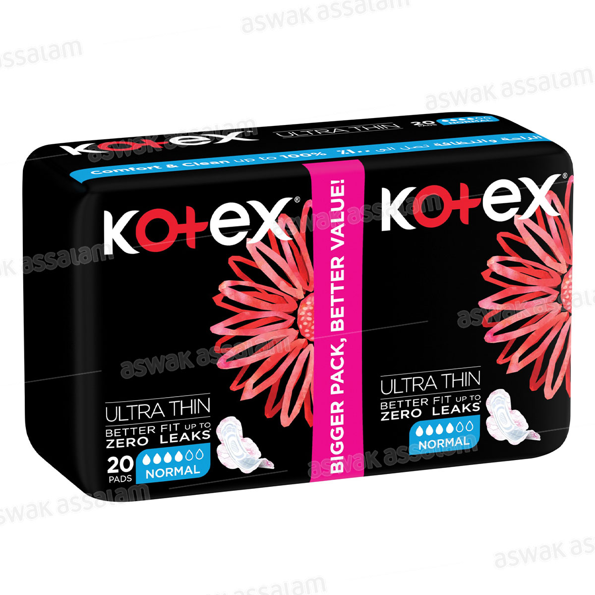 SERVIETTES HYGIENIQUES NORMAL 20 UNITES VALUE PACK KOTEX