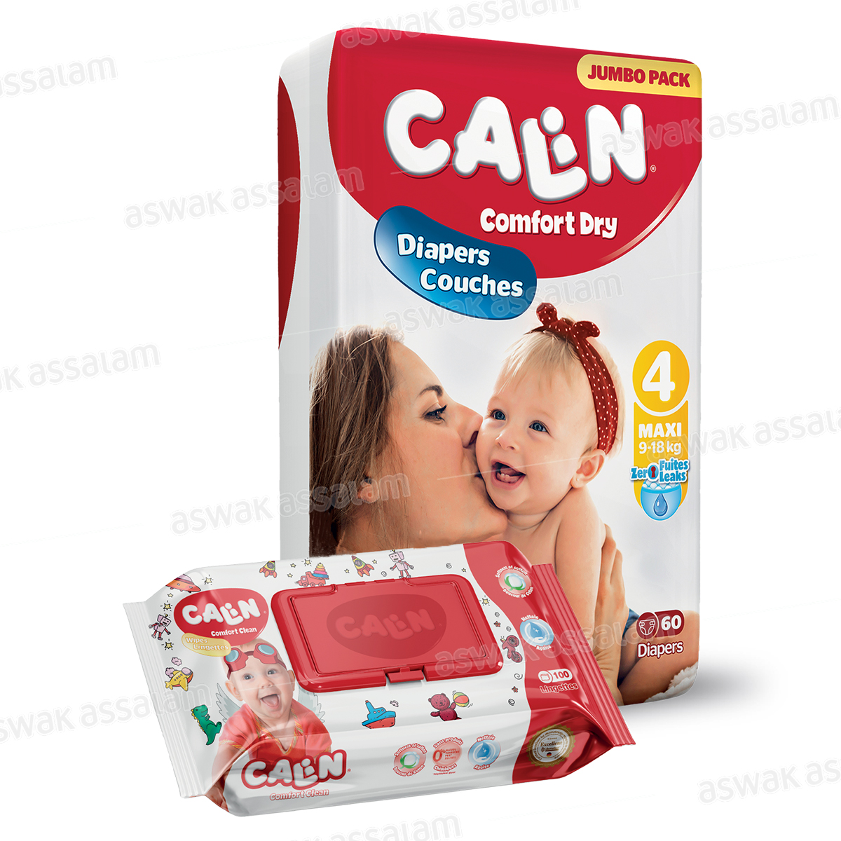 COUCHES BEBE MAXI COMFORT DRY TAILLE 4 60 UNITES JUMBO PACK CALIN (GRATUIT LINGETTES 100 UNITES)