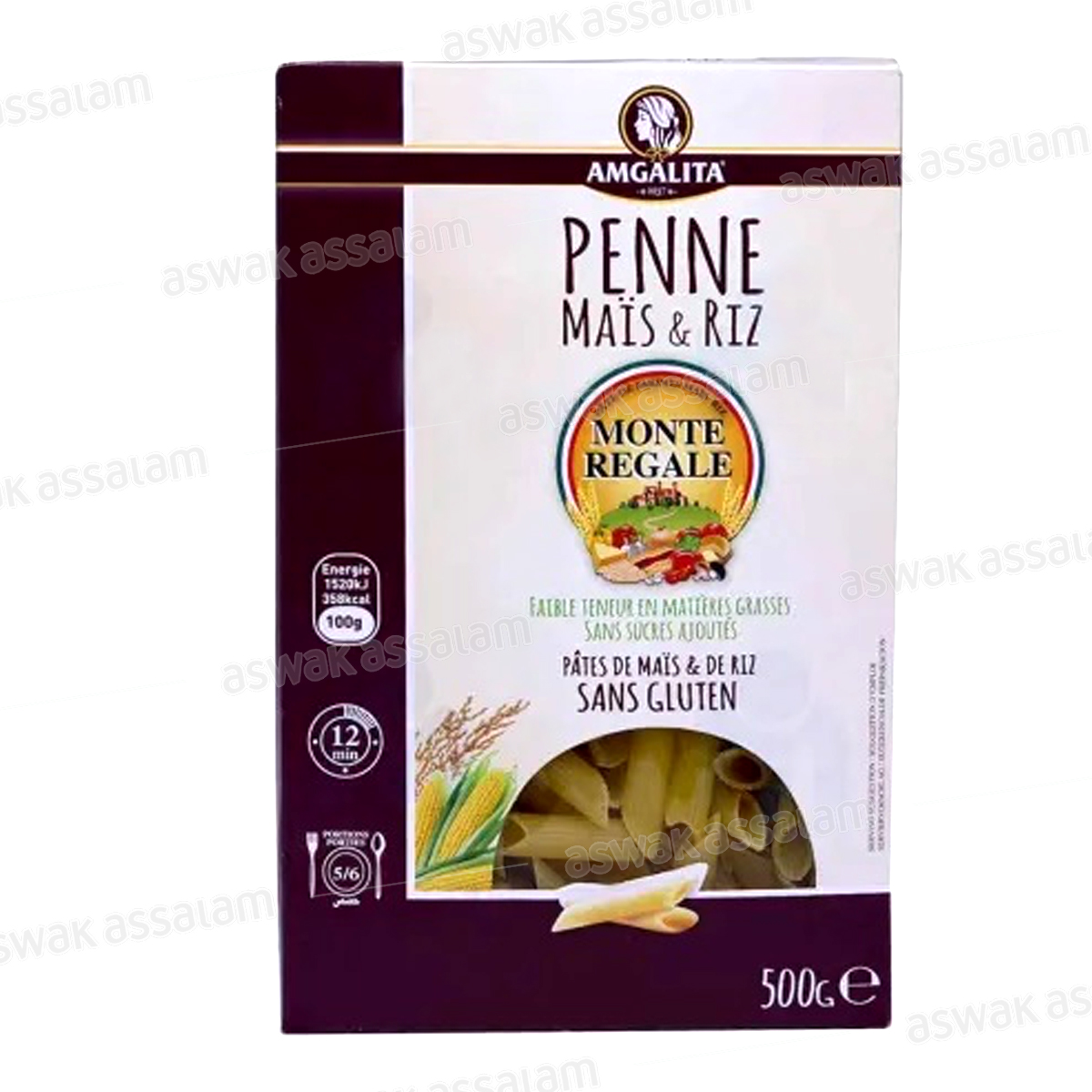 PENNE MAIS ET RIZ SANS GLUTEN 500G MONTE REGALE