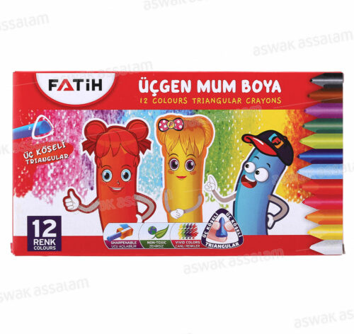 12 CRAYONS DE CIRE TRIANGULAIRES FATIH