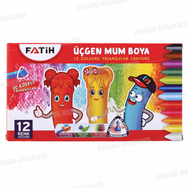 12 CRAYONS DE CIRE TRIANGULAIRES FATIH