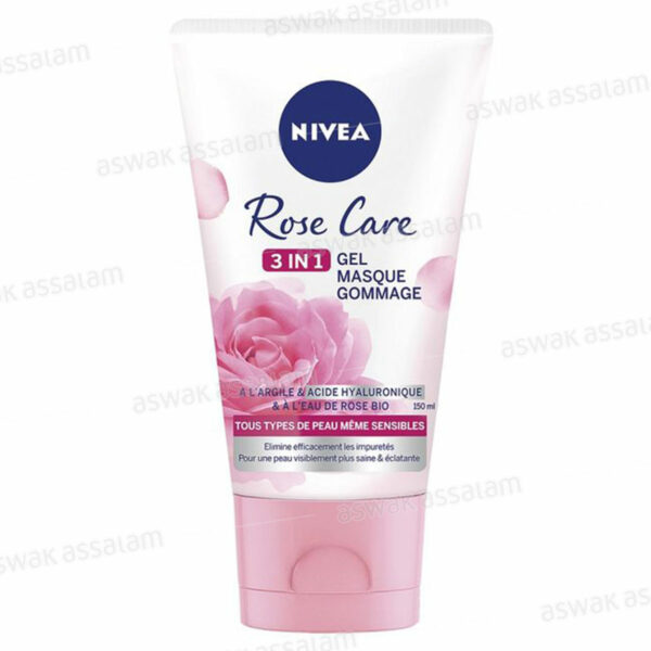 GEL MASQUE ET GOMMAGE 3 EN 1 A L'ARGILE ET ACIDE HYALURONIQUE ET A L'EAU DE ROSE BIO 150ML NIVEA