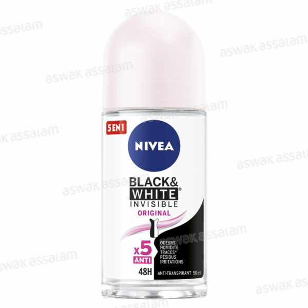 DEODORANT BILLE POUR FEMME 5 EN 1 BLACK AND WHITE INVISIBLE ORIGINAL 50ML NIVEA