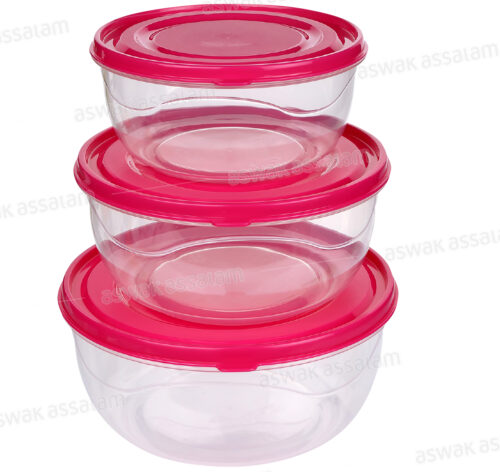 LOT DE 3 BOITES DE CONSERVATION RONDES EN PLASTIQUE 0.85-1,4-2L