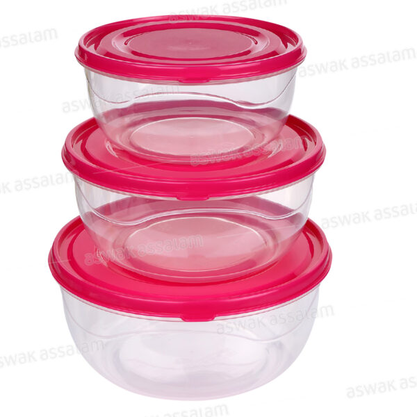 LOT DE 3 BOITES DE CONSERVATION RONDES EN PLASTIQUE 0.85-1,4-2L