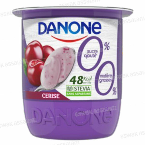 YAOURT CERISE 0% SUCRE AJOUTE 0% MG 105G DANONE