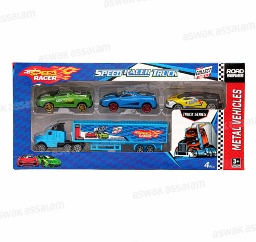 SET CAMION + 3 VOITURES EN METAL 32*15*4,5CM