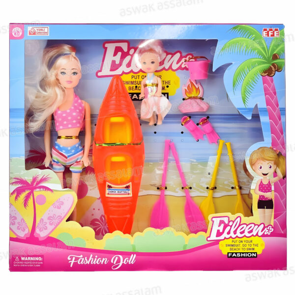 SET POUPEE + CANOE + ACCESSOIRES 36*32CM