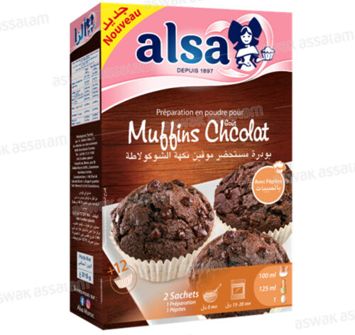 PREPARATION EN POUDRE POUR MUFFINS CHOCOLAT AVEC PEPITES 315G ALSA