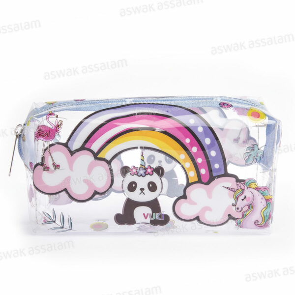 TROUSSE A CRAYONS A FERMETURE ECLAIR TRANSPARENTE MOTIF PANDA 18,5*9*6CM VUKI