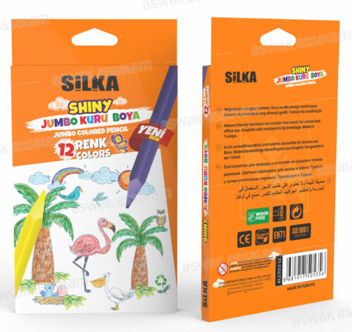 12 CRAYONS DE COULEUR JUMBO SHINY SILKA