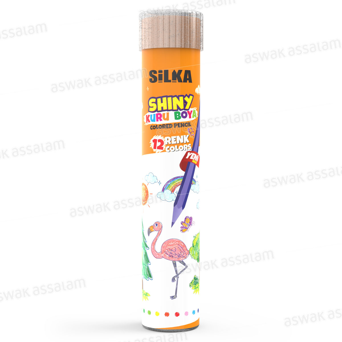 12 CRAYONS DE COULEUR EN TUBE SHINY SILKA
