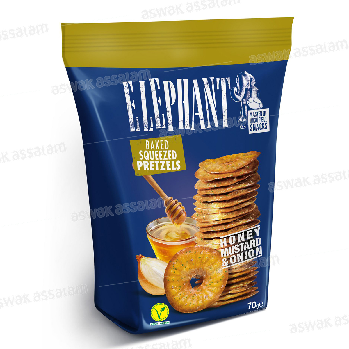 BRETZEL SAVEUR MOUTARDE OIGNON ET MIEL 70G ELEPHANT