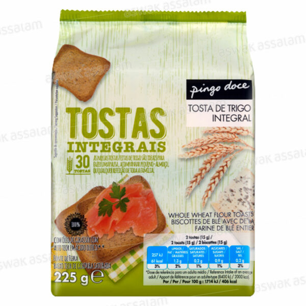 TOAST AU BLE COMPLET 30 UNITES 225G PINGO DOCE