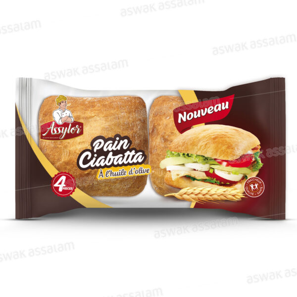 PAIN CIABATTA A L'HUILE D'OLIVE 4 UNITES ASSYLOR