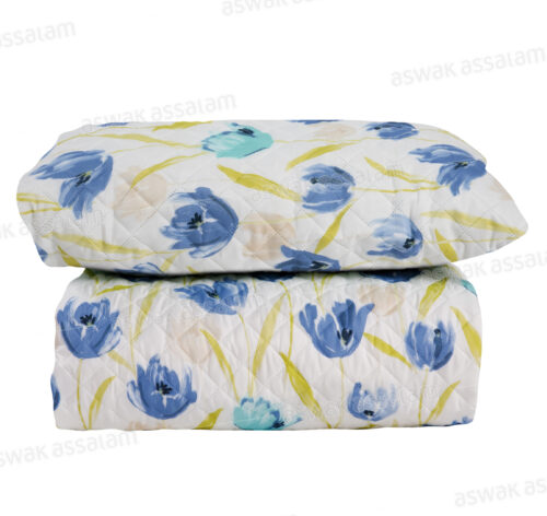 COUVRE-LIT 240*220CM + 2 TAIES D’OREILLER 50*70CM IMPRIME FLEURS
