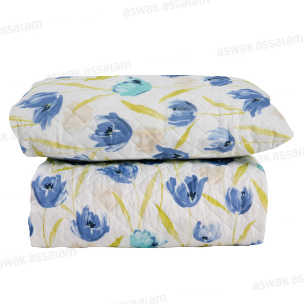 COUVRE-LIT 240*220CM + 2 TAIES D'OREILLER 50*70CM IMPRIME FLEURS
