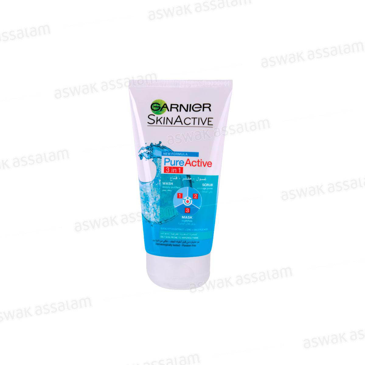 NETTOYANT VISAGE PURE ACTIVE 3EN1 150ML GARNIER