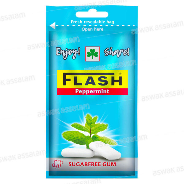 CHEWING-GUM PEPPERMINT SANS SUCRE DRAGEES SACHET 35G FLASH              