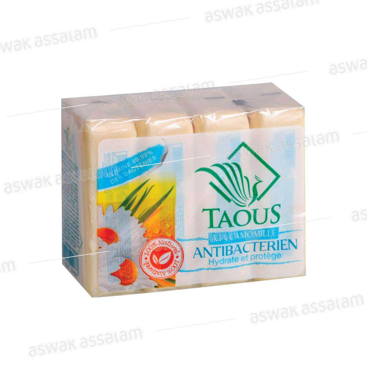 SAVON ANTIBACTERIEN A LA CAMOMILLE 125G X 4 UNITES TAOUS