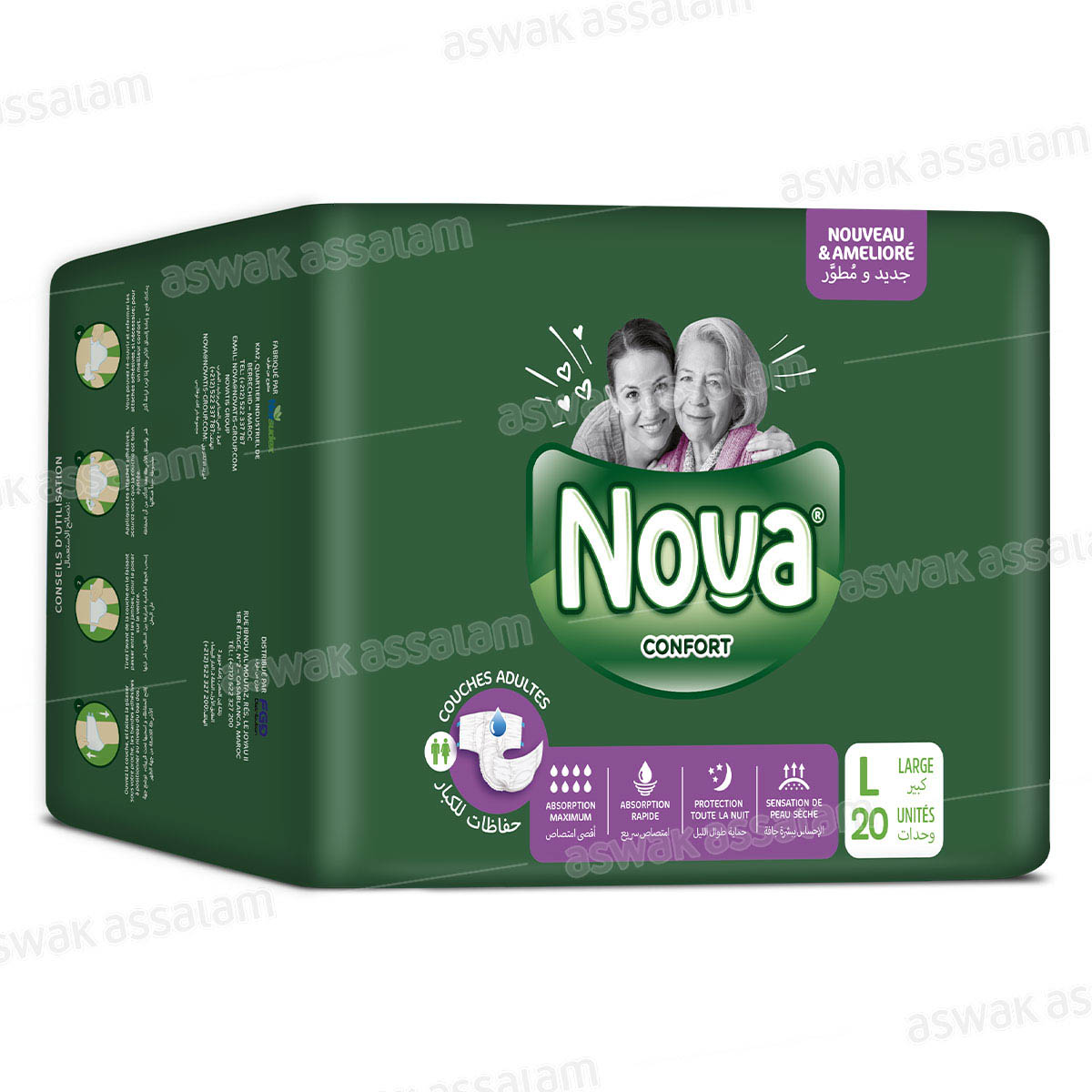 COUCHES POUR ADULTES TAILLE LARGE 20 UNITES NOVA