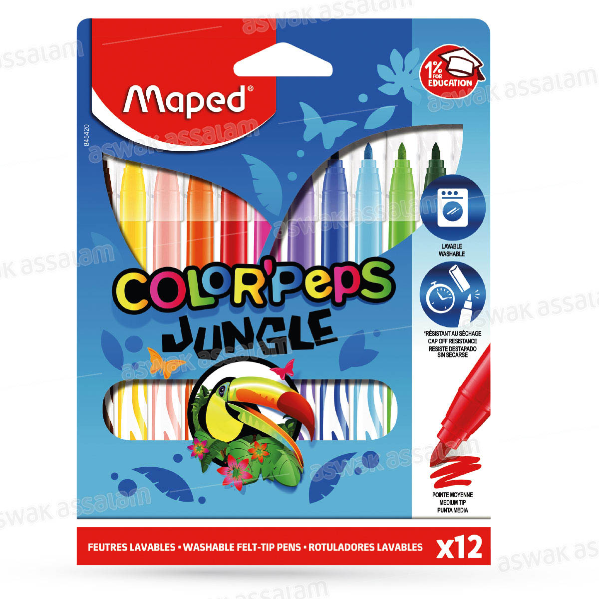 12 FEUTRES LAVABLES COLOR'PEPS JUNGLE MAPED