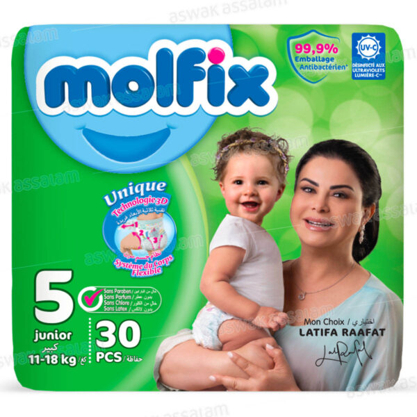COUCHES BEBE JUNIOR 11-18KG 30 UNITES VALUE PACK MOLFIX