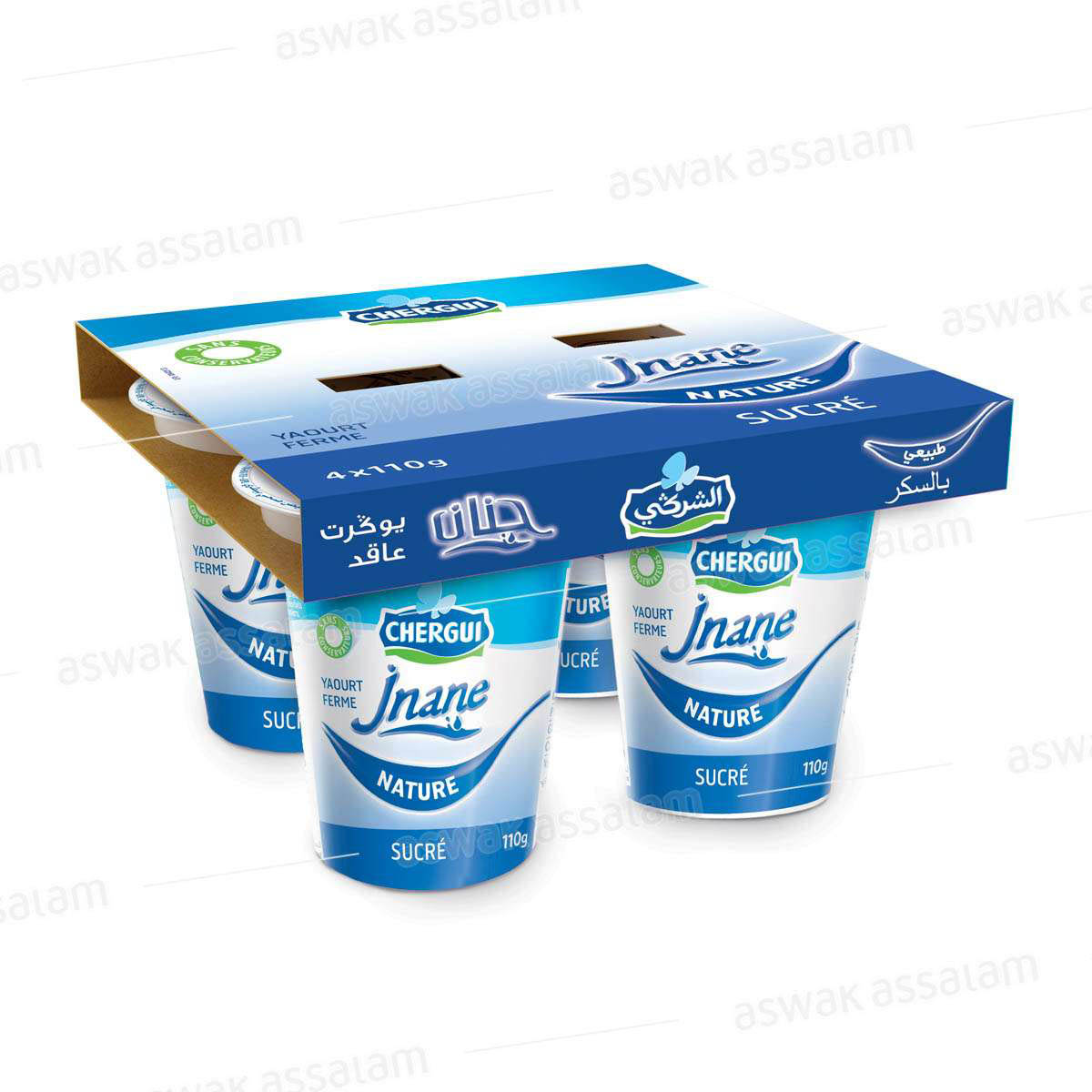 YAOURT JNANE FERME NATURE SUCRE 110G 4*110G PACK CHERGUI