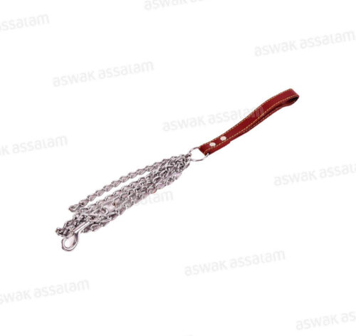 CHAINE POUR CHIEN + POIGNEE EN CUIR 3MM*48CM