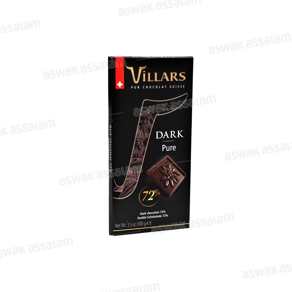 CHOCOLAT SUISSE NOIR PUR 72% 100G VILLARS