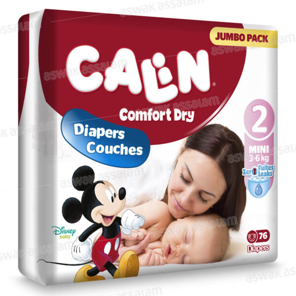 COUCHES BEBE MINI 3-6 KG 76 UNITES JUMBO PACK CALIN