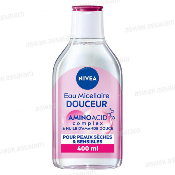 EAU MICELLAIRE DOUCEUR A L'AMINOACID COMPLEX ET HUILE D'AMANDE DOUCE POUR PEAUX SECHES ET SENSIBLES 400ML NIVEA