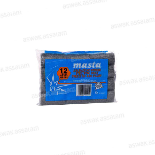 LAINE D'ACIER 12 TAMPONS MASTA