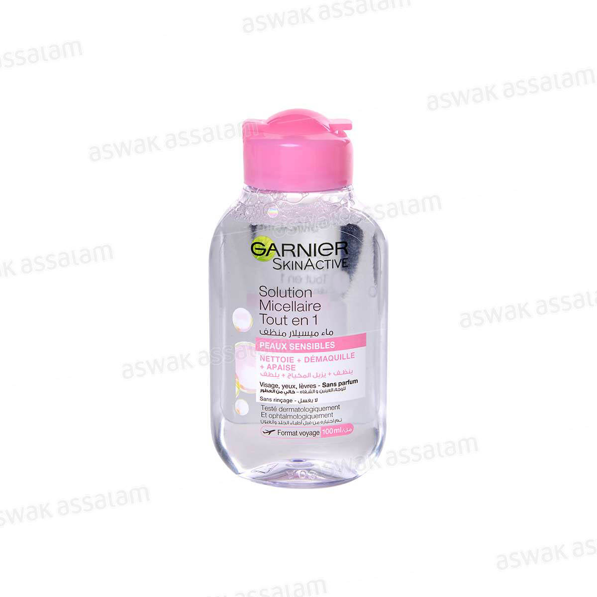 SOLUTION MICELLAIRE TOUT EN 1 PEAUX SENSIBLES FORMAT VOYAGE 100ML GARNIER