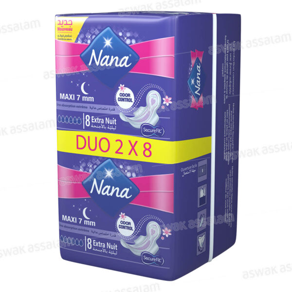SERVIETTES HYGIENIQUES EXTRA NUIT DUO MAXI NANA