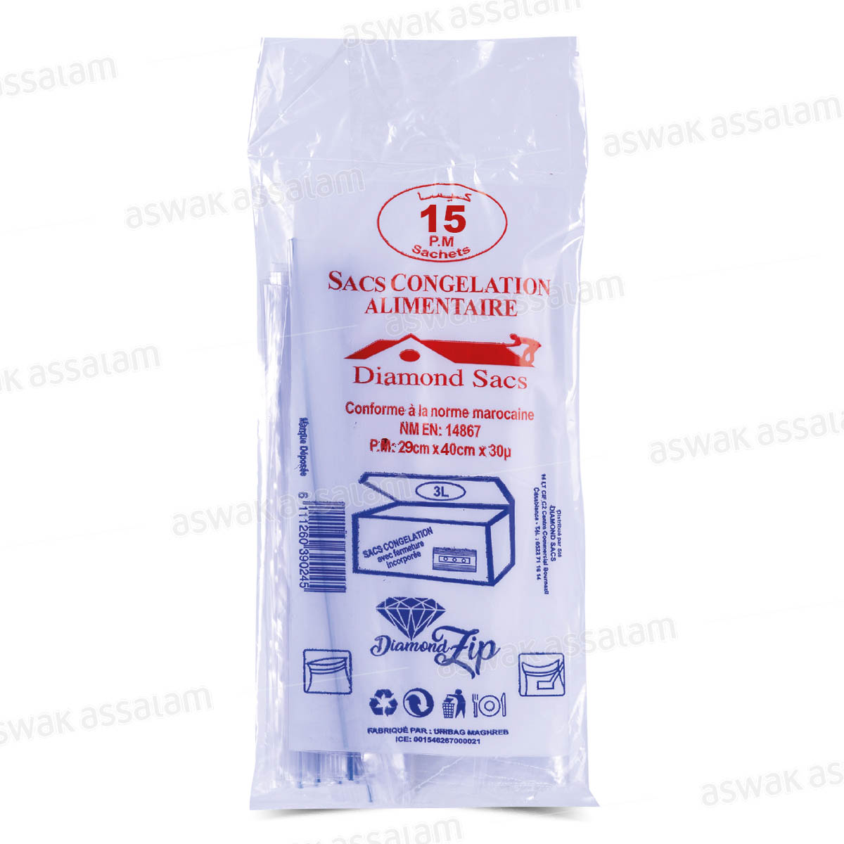 SACS DE CONGELATION 29*40CM 15 UNITES DIAMOND SAC