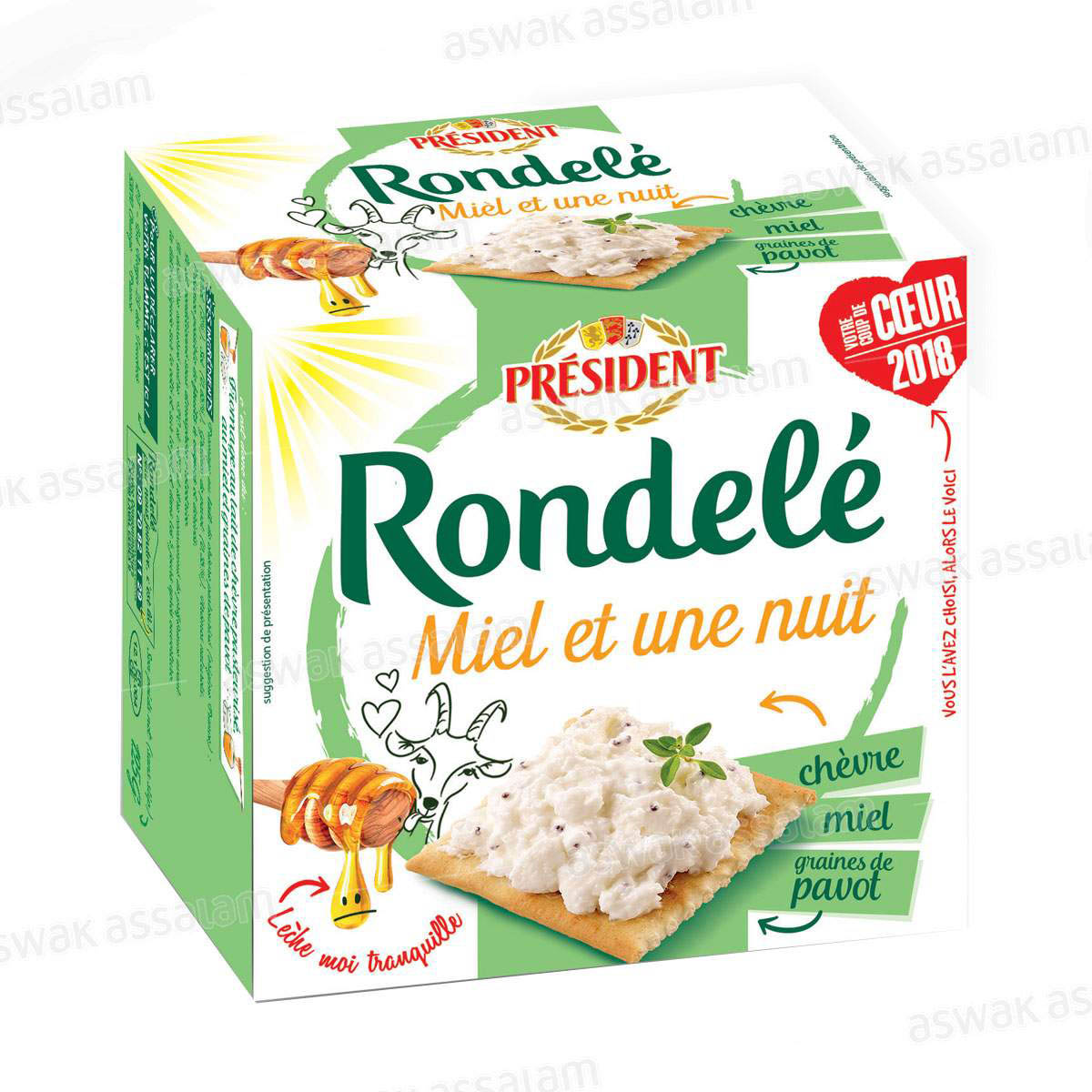 FROMAGE DE CHEVRE MIEL ET UNE NUIT 125G RONDELE PRESIDENT 