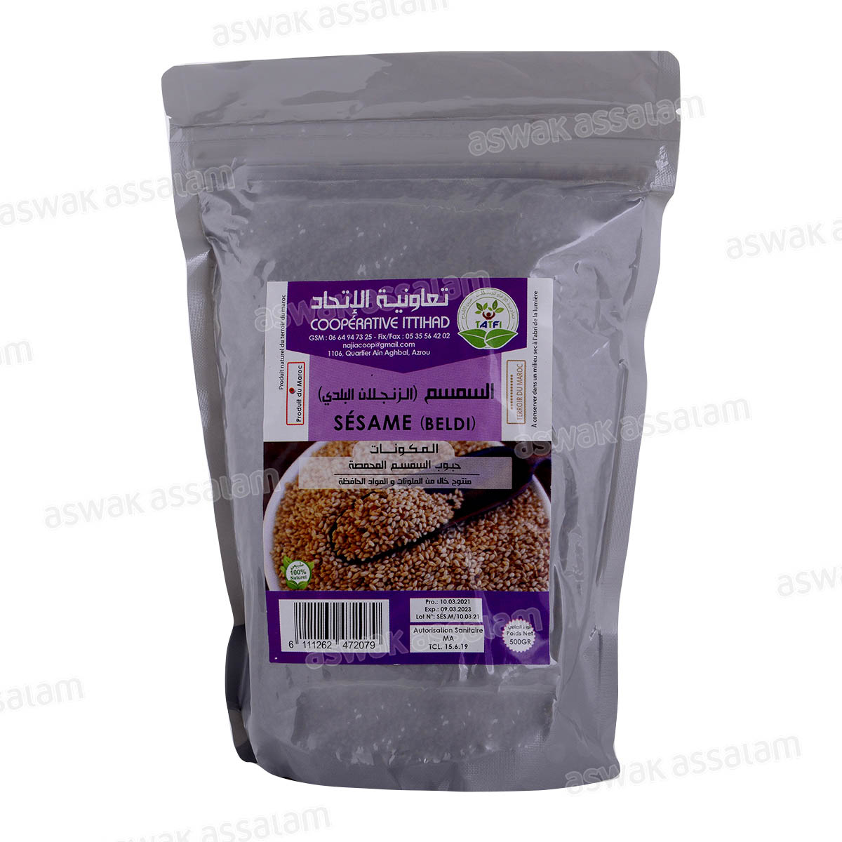 SESAME BELDI ENTIER SEC 500G TATFI