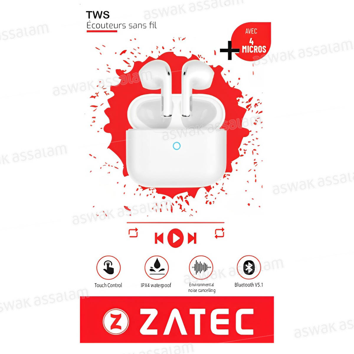 ECOUTEURS SANS FIL BLUETOOTH BT-TWS EXTREME ZATEC