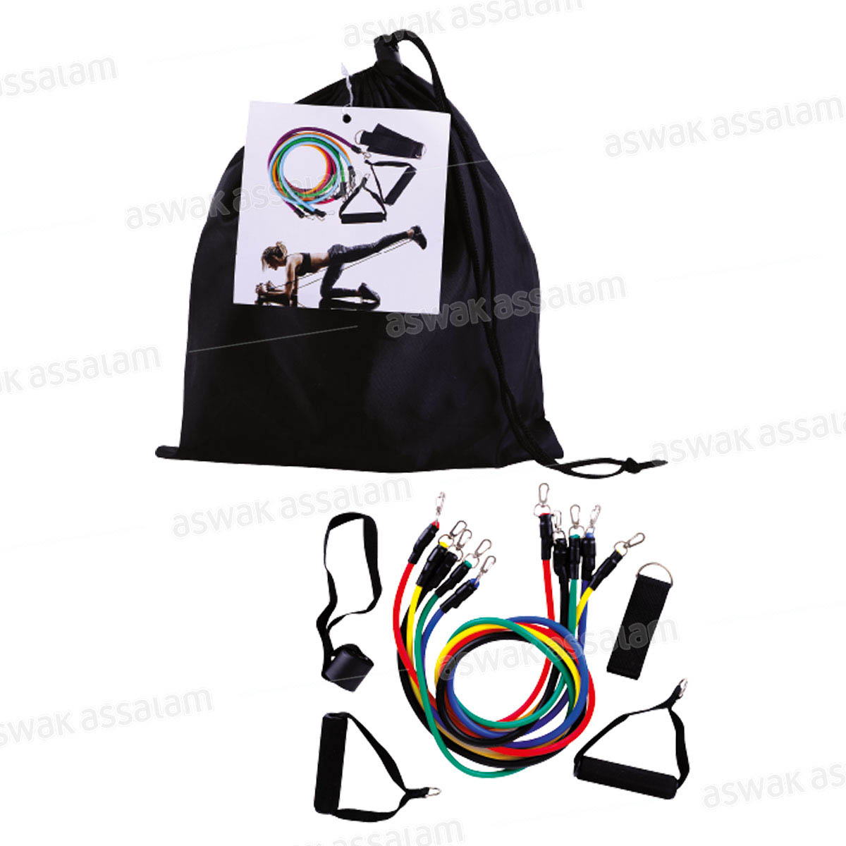 JEU DE 5 BANDES DE RESISTANCE ELASTIQUES AVEC CROCHETS